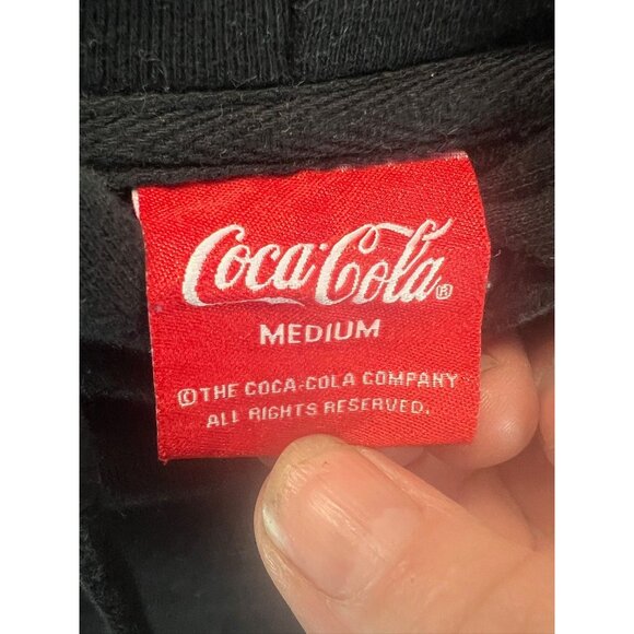 Coca-Cola Black Hoodie Korean Text Design Hooded Drawstring M Grunge Streetwear - Picture 2 of 12